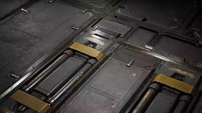 Sci Fi Floor modular Pack Low-poly 3D model