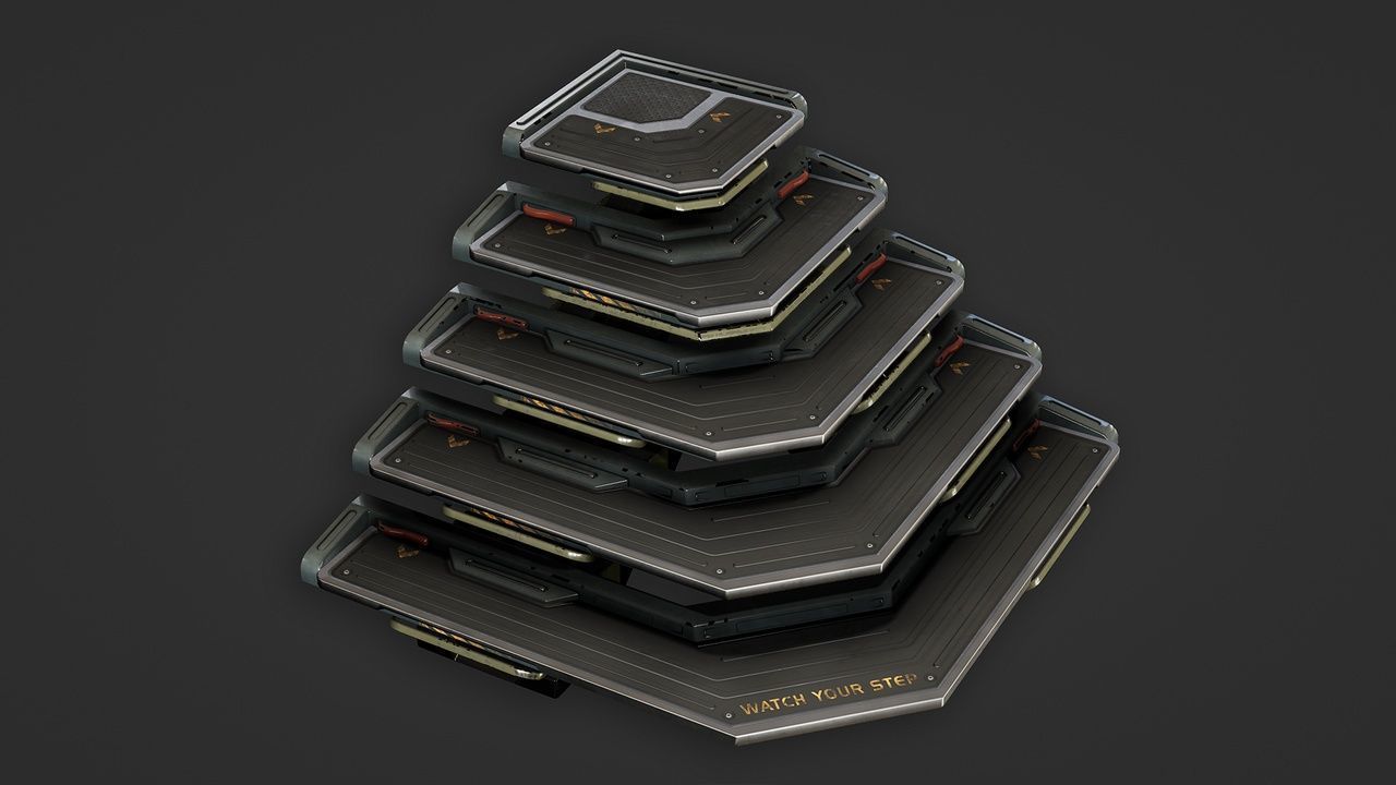 Sci-Fi Stairs modular pack Low-poly 3D model_16