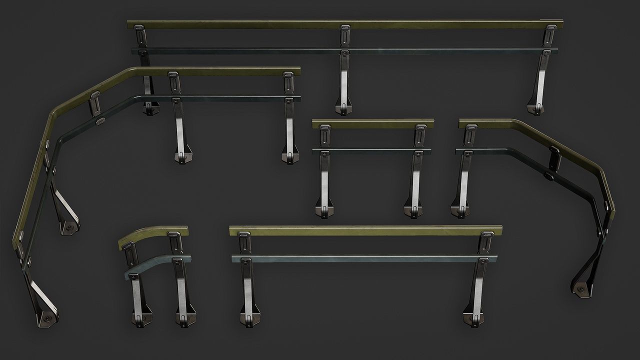 Sci-Fi Stairs modular pack Low-poly 3D model_7