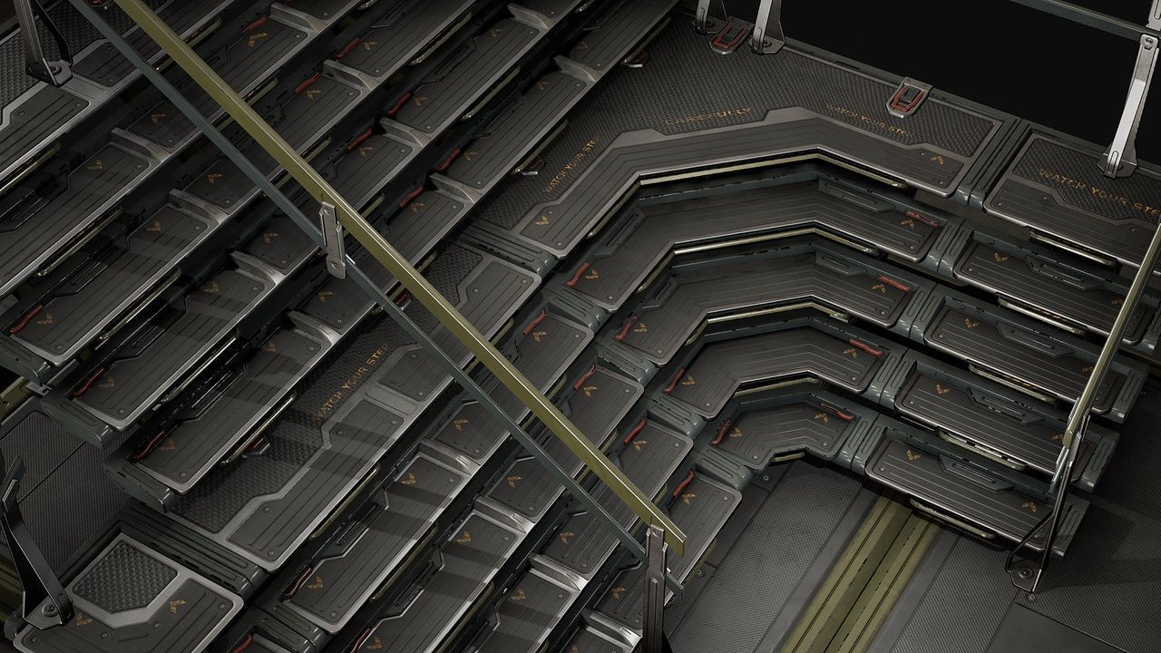 Sci-Fi Stairs modular pack Low-poly 3D model_3