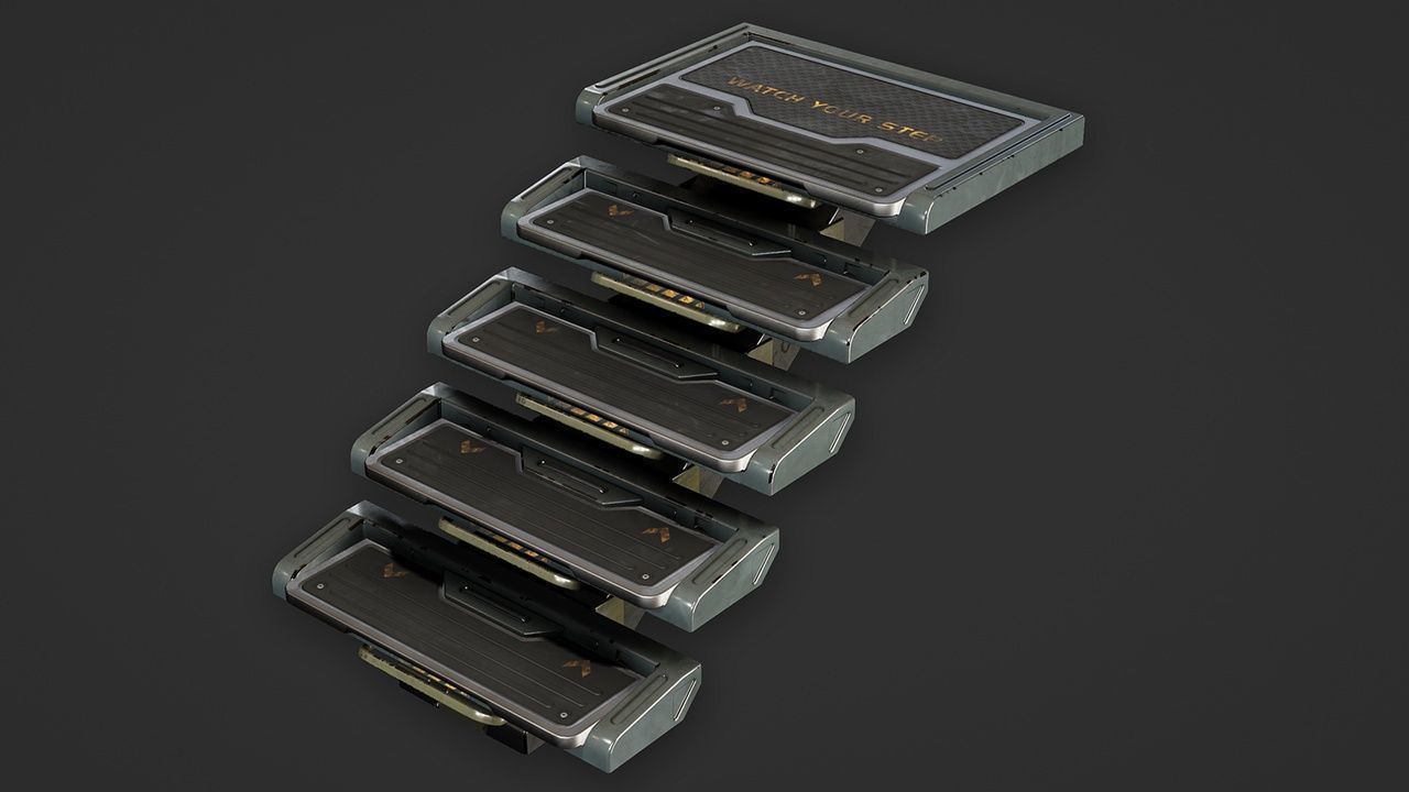 Sci-Fi Stairs modular pack Low-poly 3D model_12