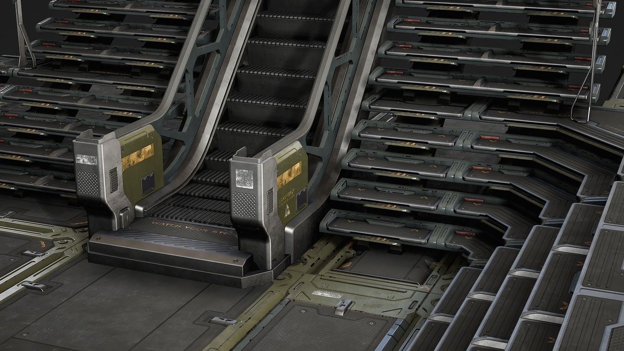 Sci-Fi Stairs modular pack Low-poly 3D model_1