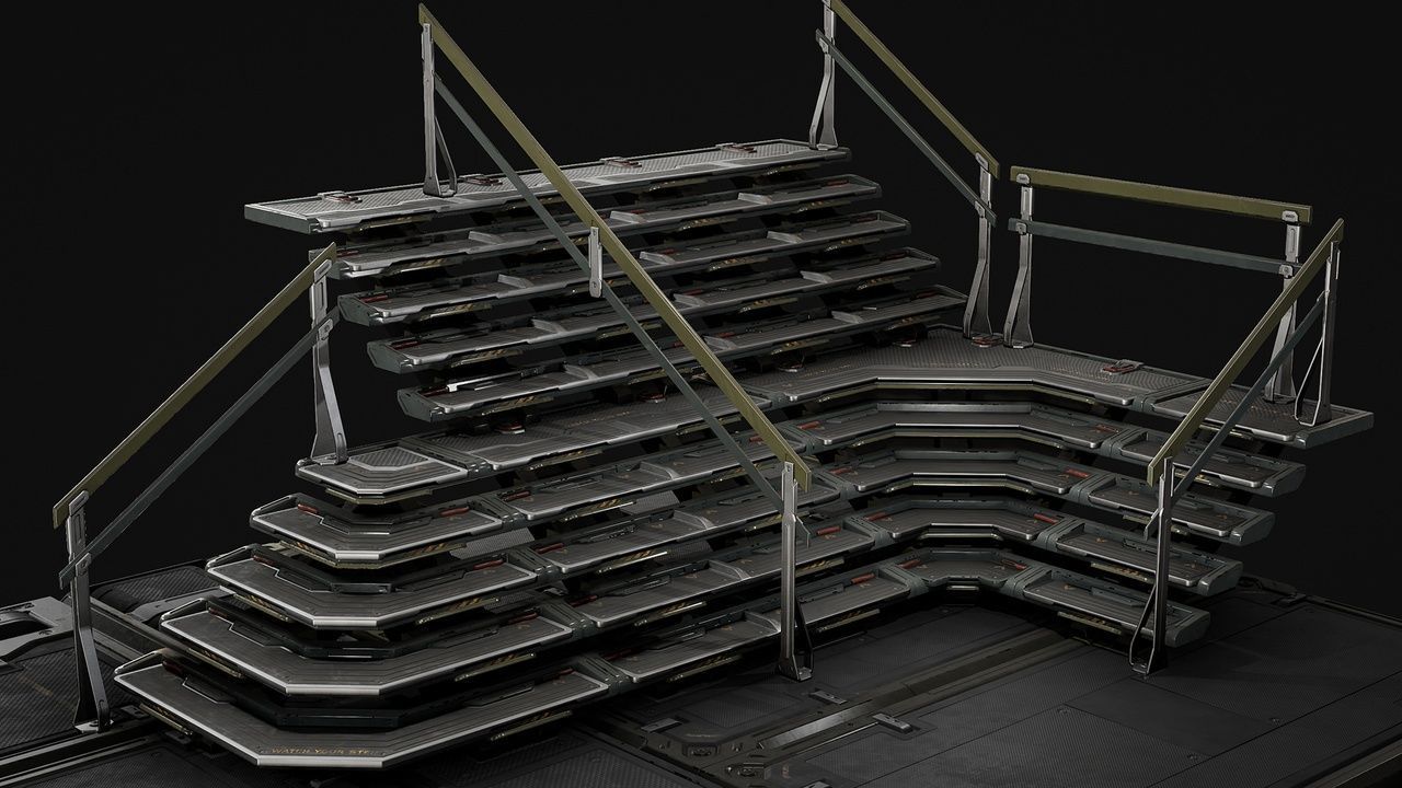 Sci-Fi Stairs modular pack Low-poly 3D model_2
