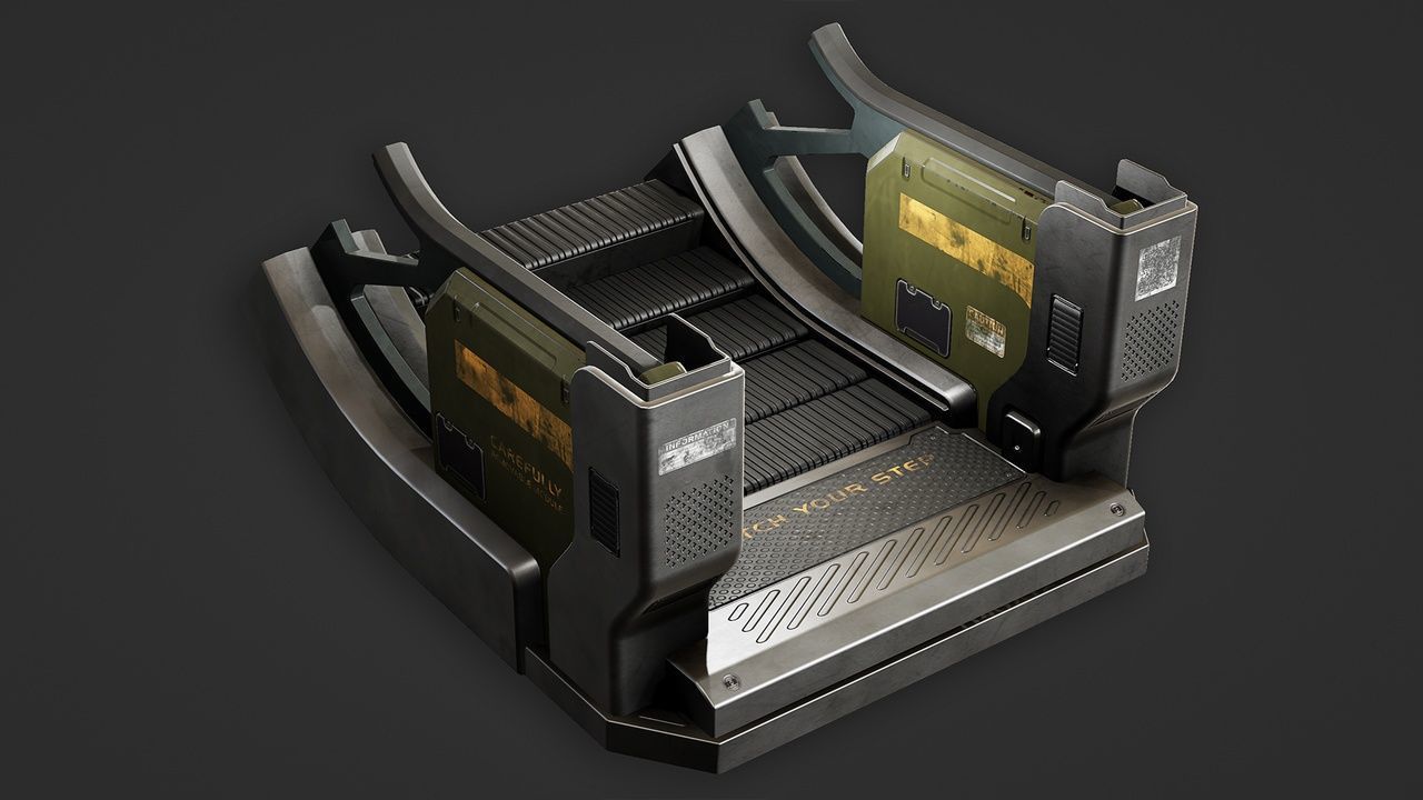 Sci-Fi Stairs modular pack Low-poly 3D model_11