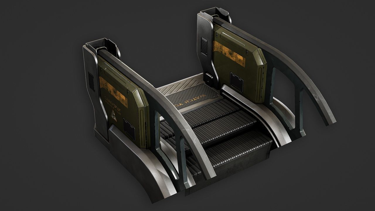 Sci-Fi Stairs modular pack Low-poly 3D model_9