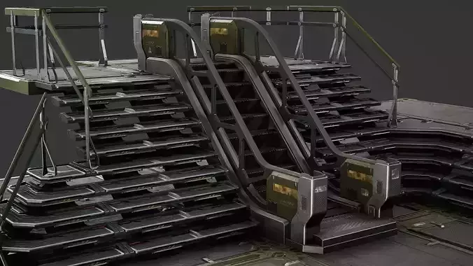 Sci-Fi Stairs modular pack Low-poly 3D model Sci-Fi Stairs modular pack Low-poly 3D model