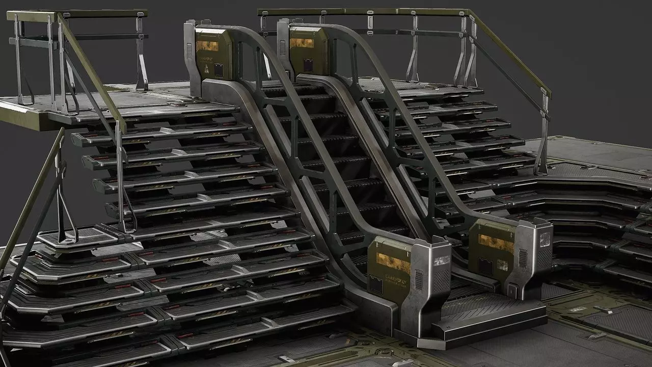 Sci-Fi Stairs modular pack Low-poly 3D model_0