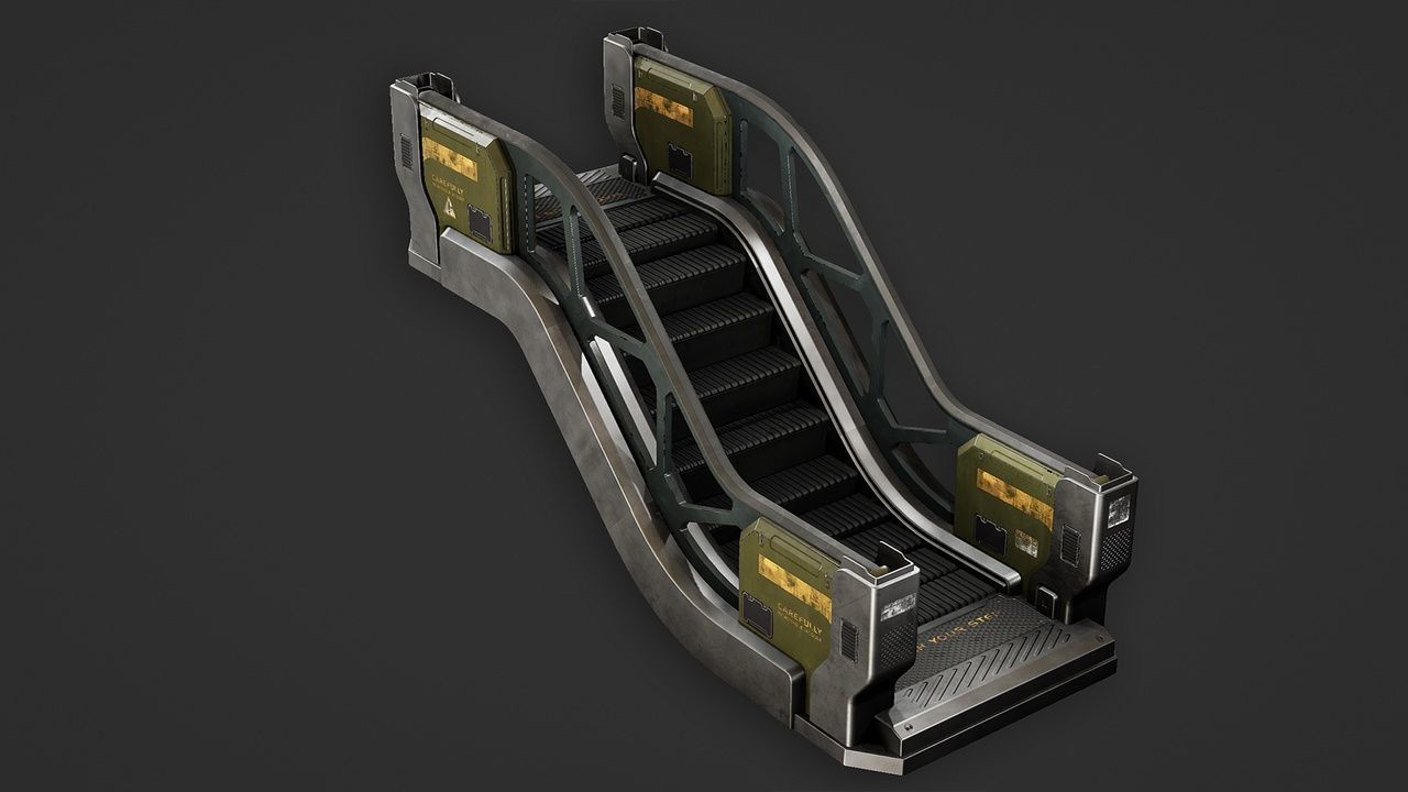 Sci-Fi Stairs modular pack Low-poly 3D model_6