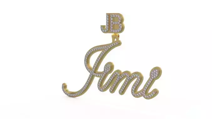 Model 1118 Jimi Name Diamond Iced Out Pendant 2 Layers