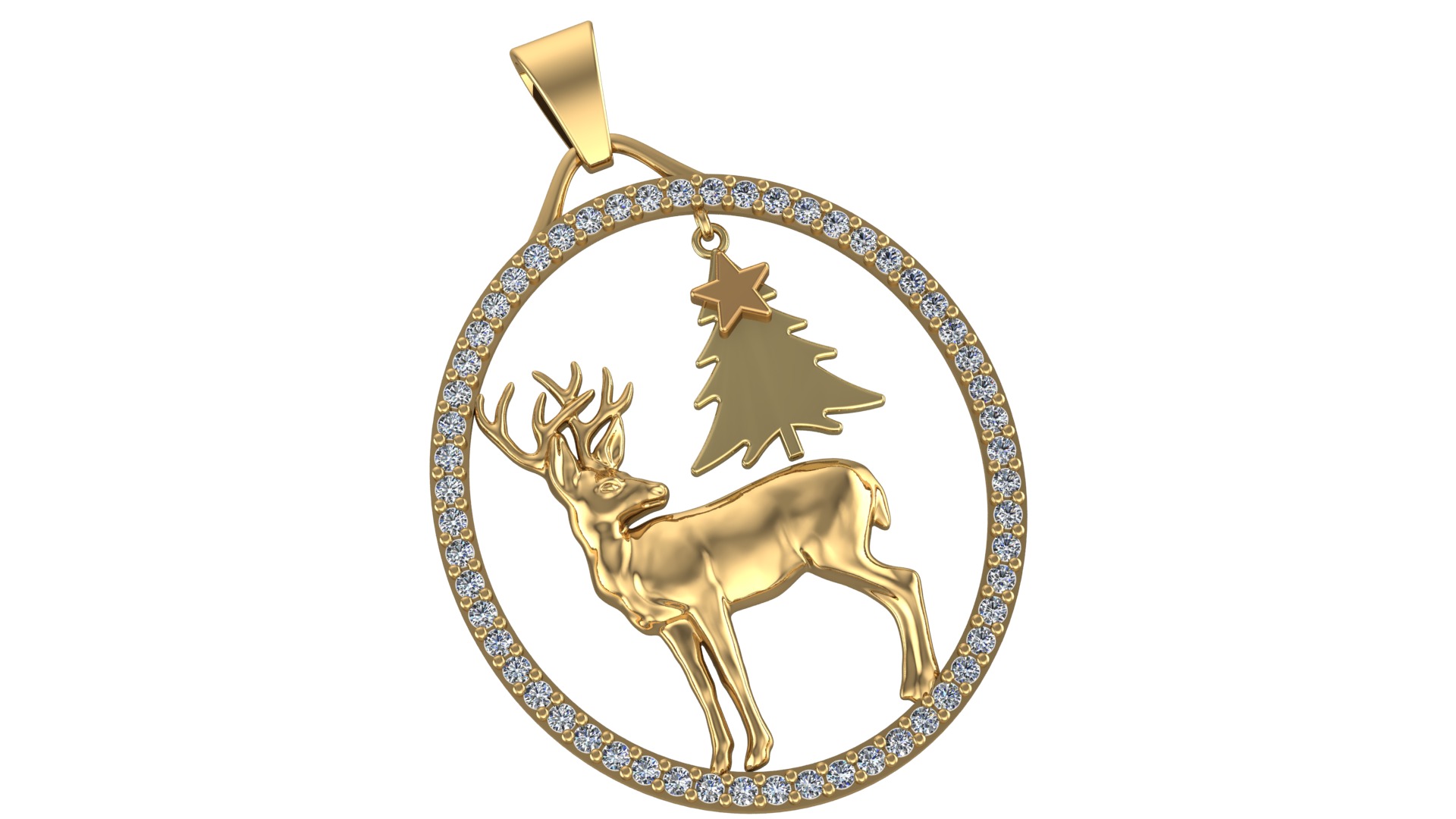 Christmas Reindeer Necklace 3D print model_1