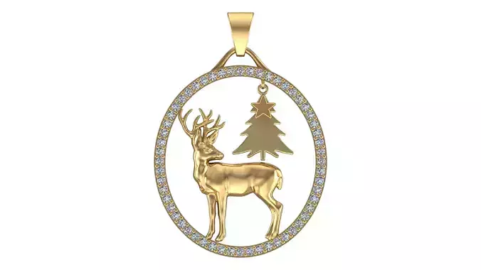 Christmas Reindeer Necklace 3D print model
