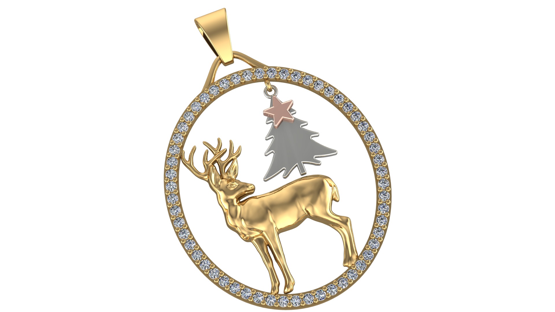 Christmas Reindeer Necklace 3D print model_2