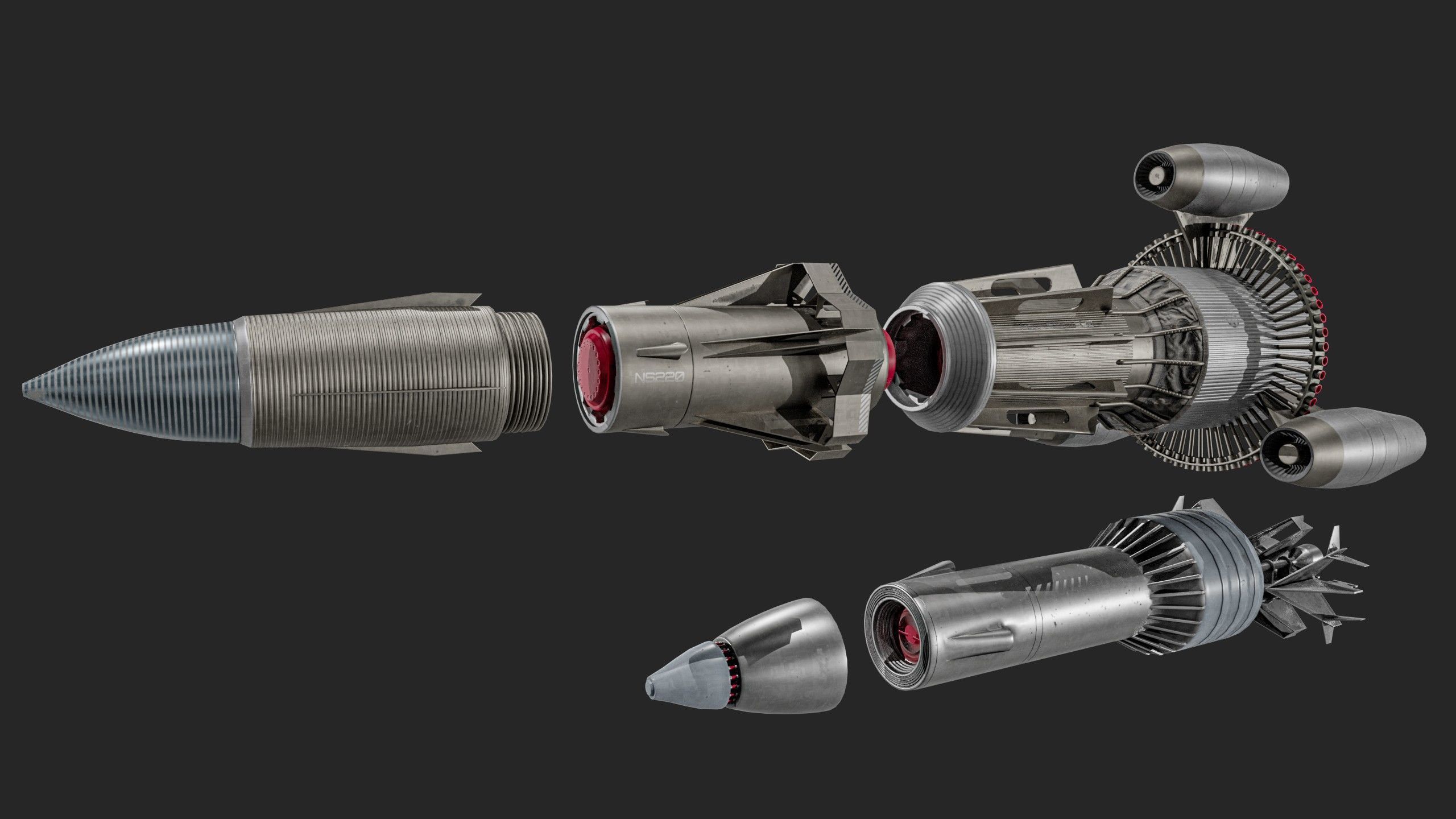 Sci-fi Missile 2 Pack Low-poly 3D model_2