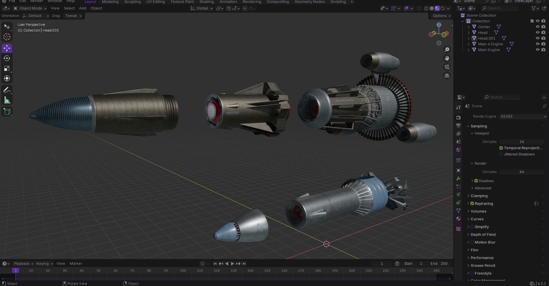 Sci-fi Missile 2 Pack Low-poly 3D model_32