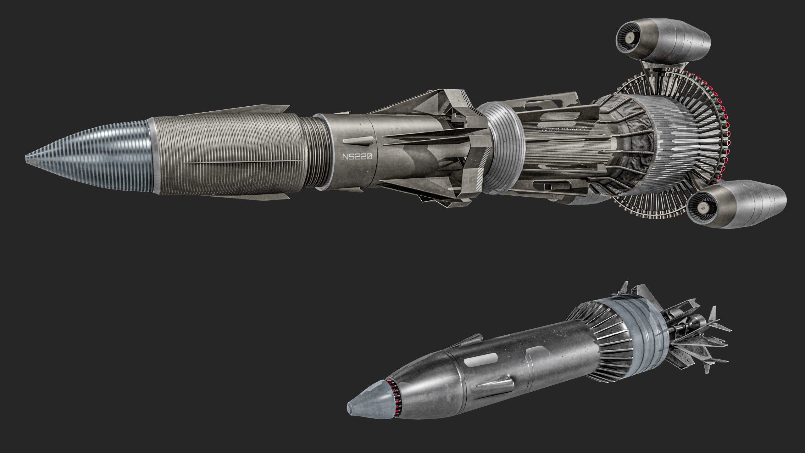 Sci-fi Missile 2 Pack Low-poly 3D model_1