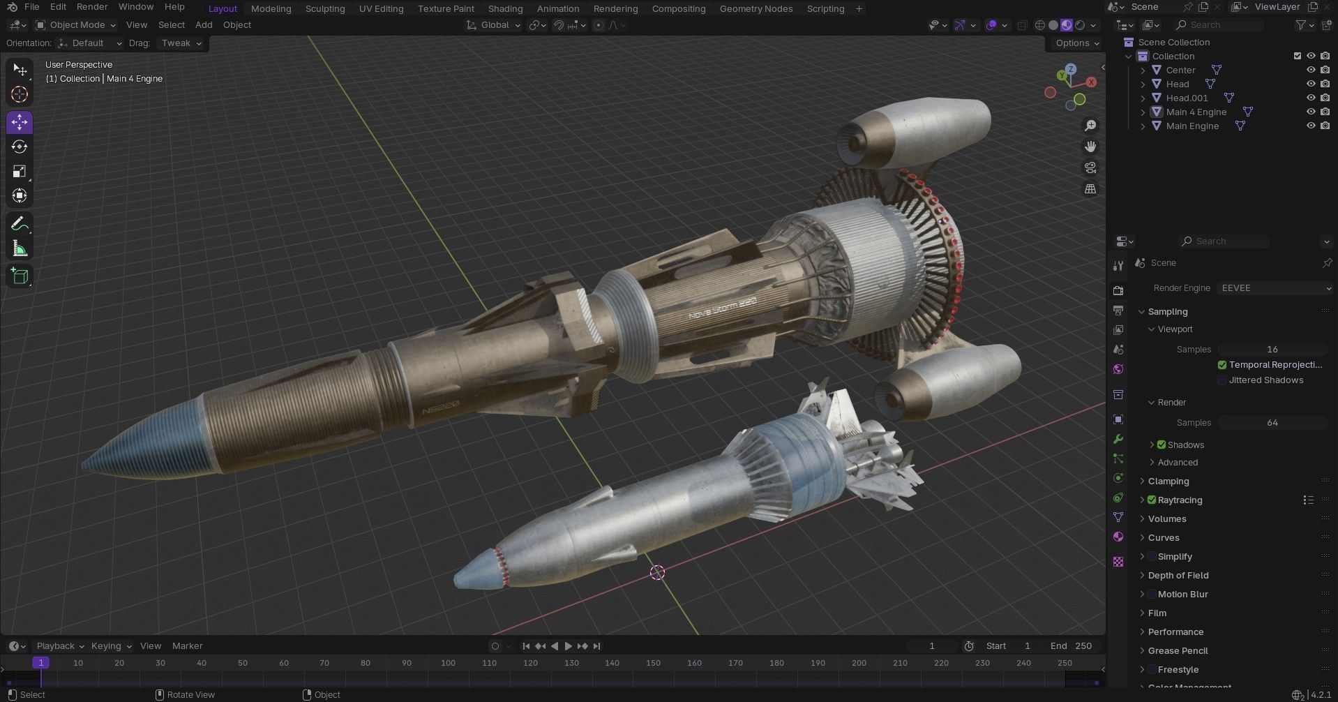 Sci-fi Missile 2 Pack Low-poly 3D model_30