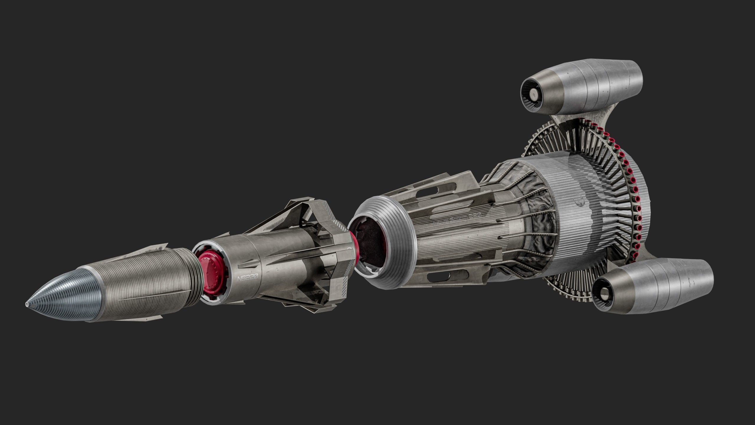 Sci-fi Missile 2 Pack Low-poly 3D model_3