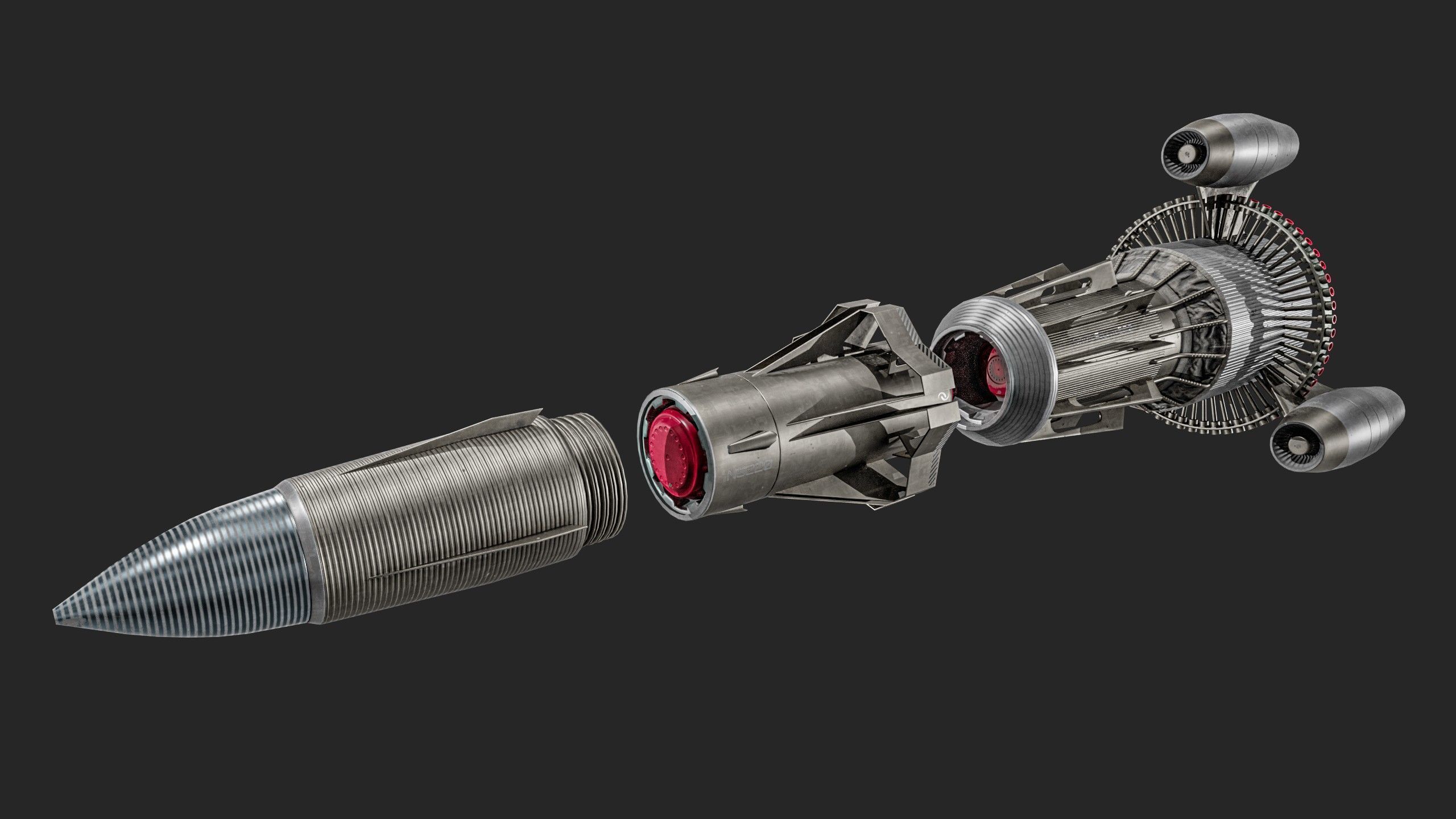 Sci-fi Missile 2 Pack Low-poly 3D model_15