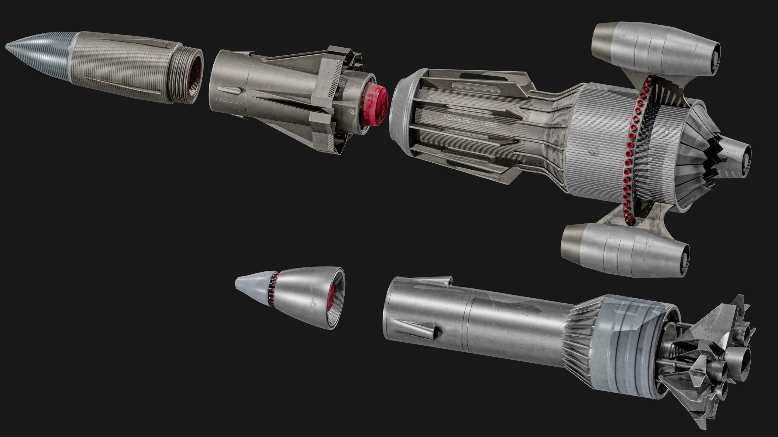 Sci-fi Missile 2 Pack Low-poly 3D model_5