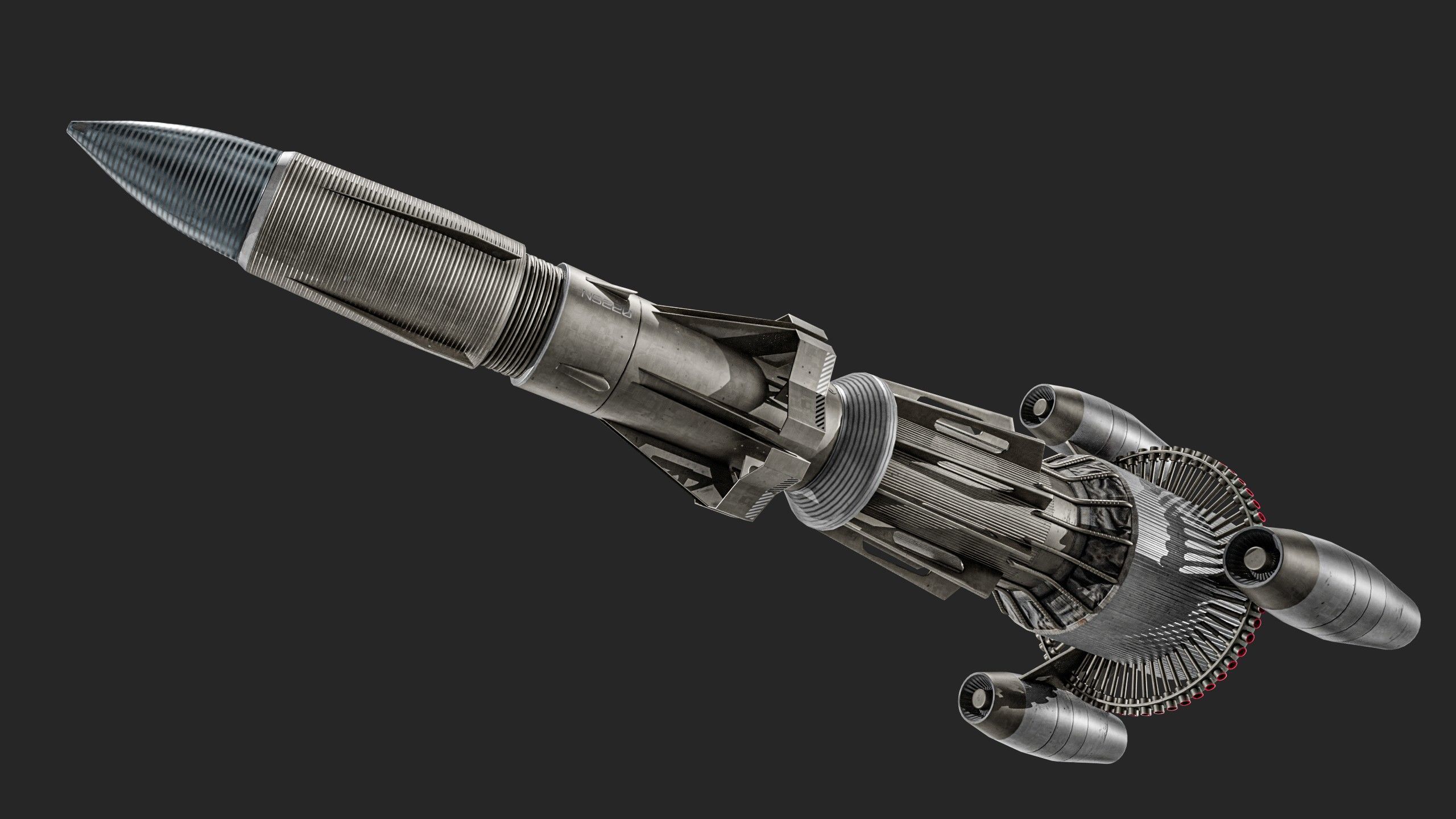 Sci-fi Missile 2 Pack Low-poly 3D model_4