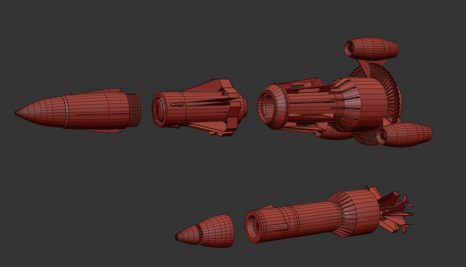 Sci-fi Missile 2 Pack Low-poly 3D model_36