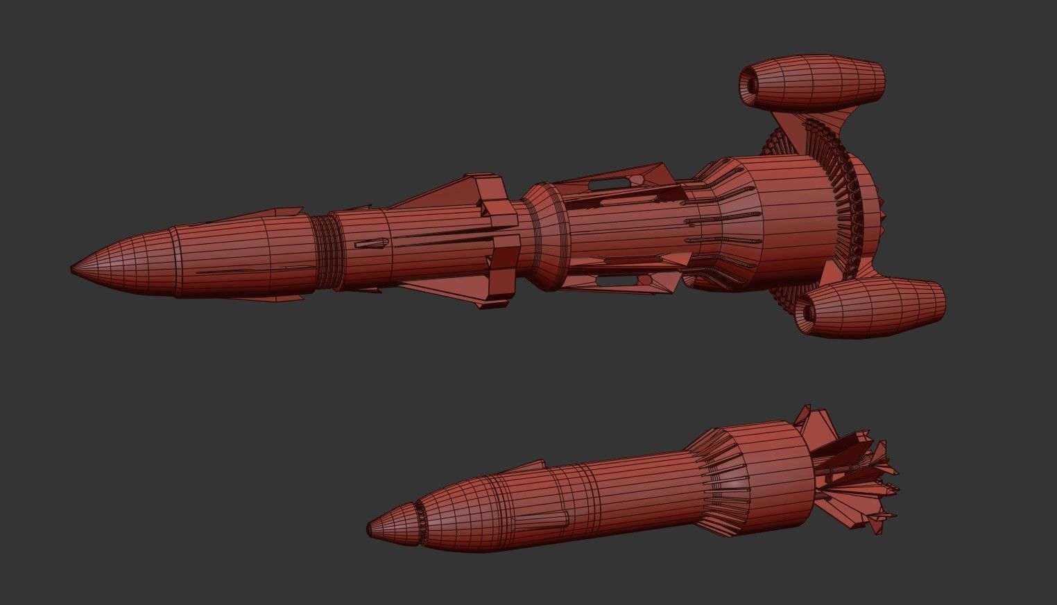 Sci-fi Missile 2 Pack Low-poly 3D model_34