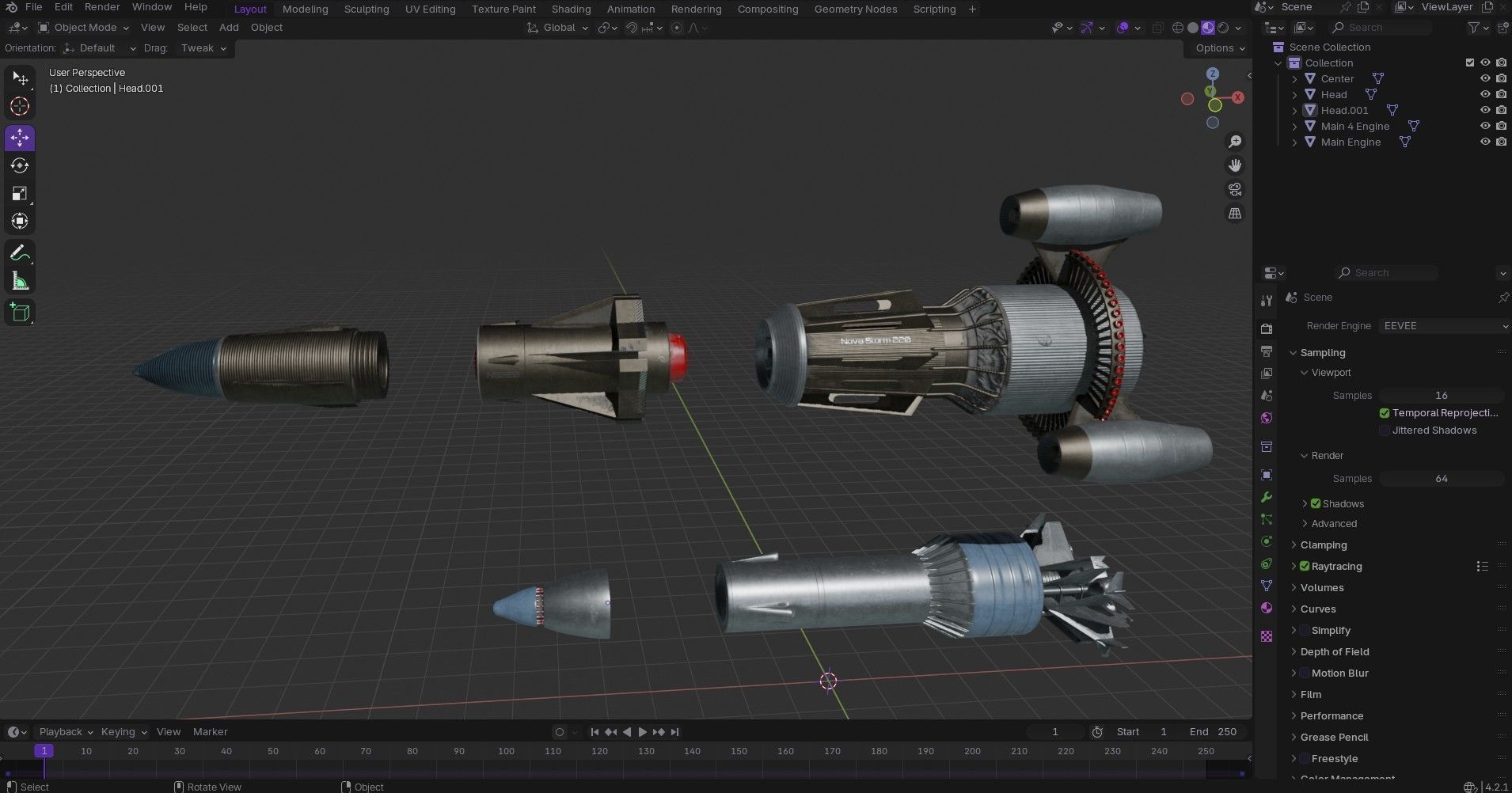 Sci-fi Missile 2 Pack Low-poly 3D model_33