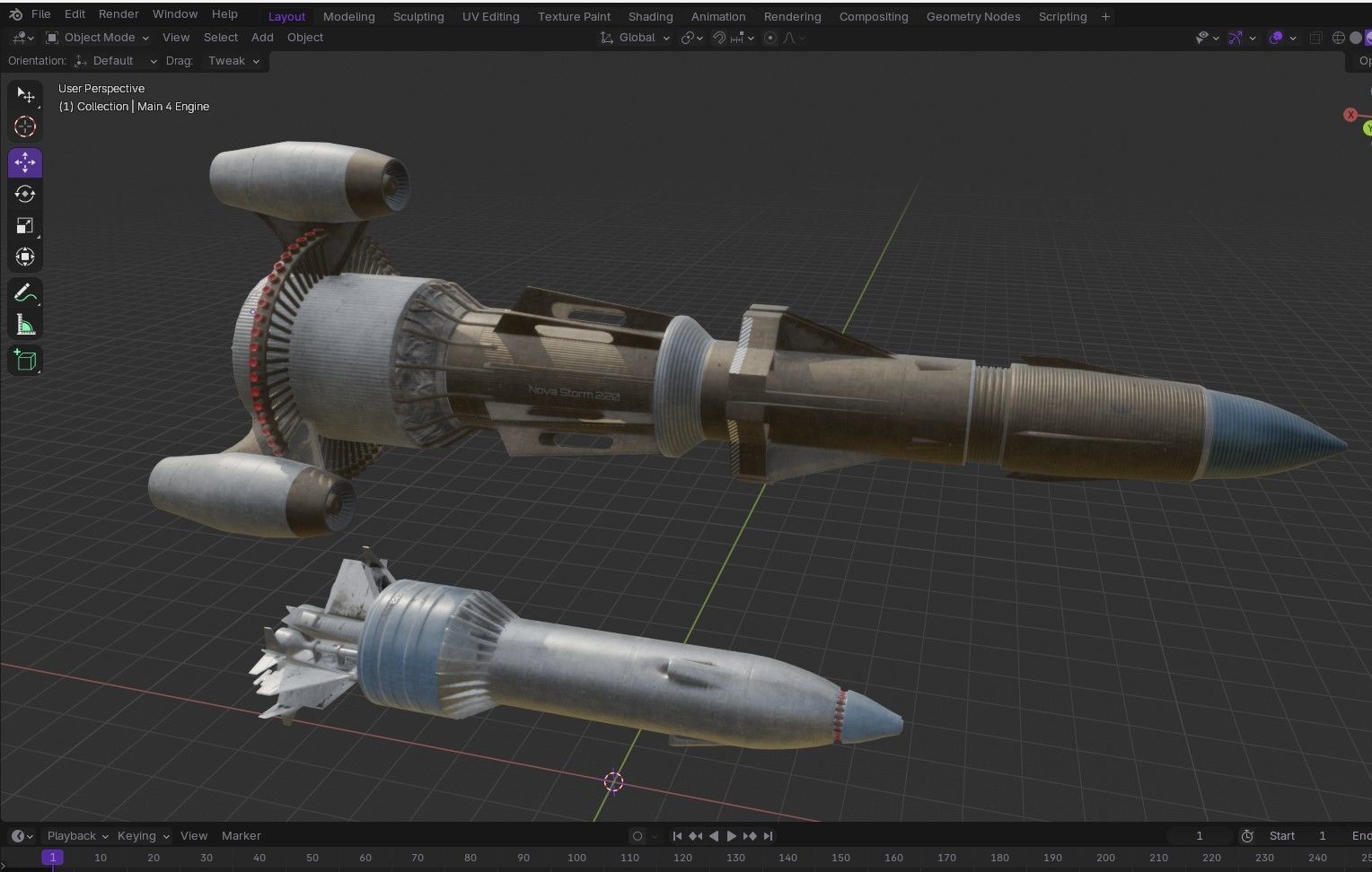 Sci-fi Missile 2 Pack Low-poly 3D model_31