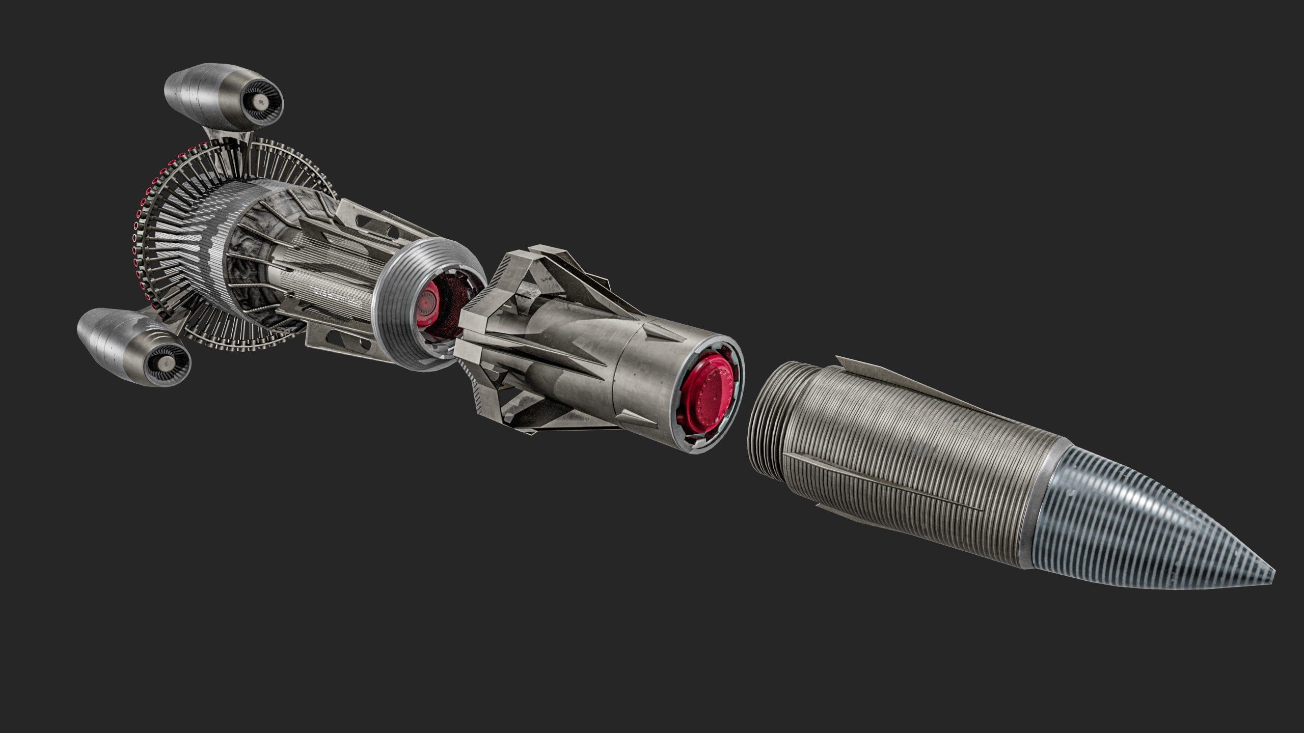 Sci-fi Missile 2 Pack Low-poly 3D model_9