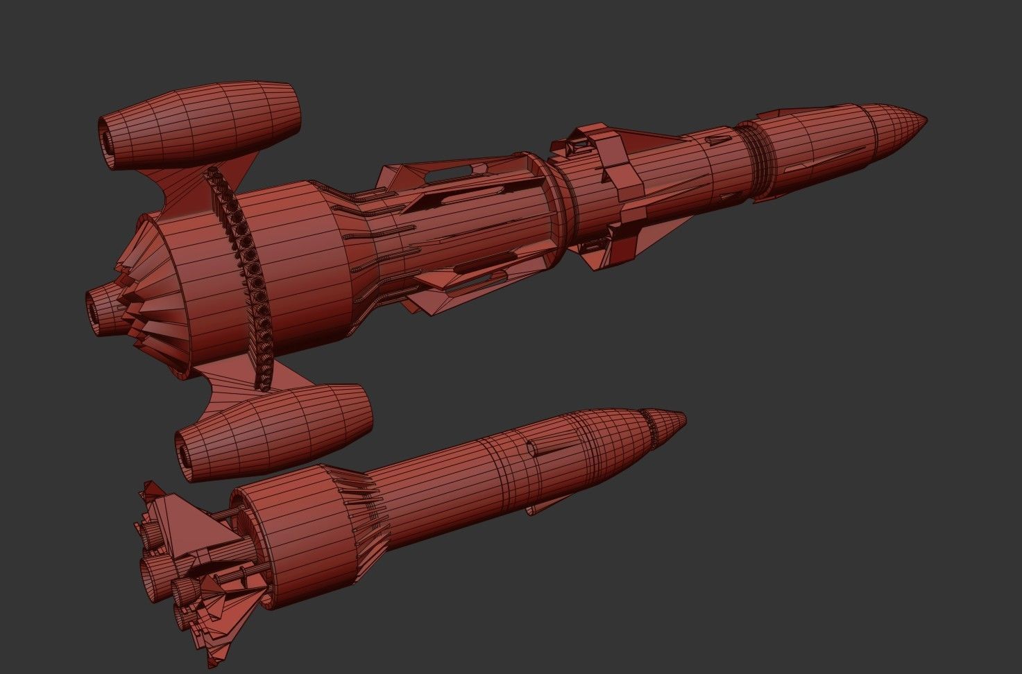 Sci-fi Missile 2 Pack Low-poly 3D model_37