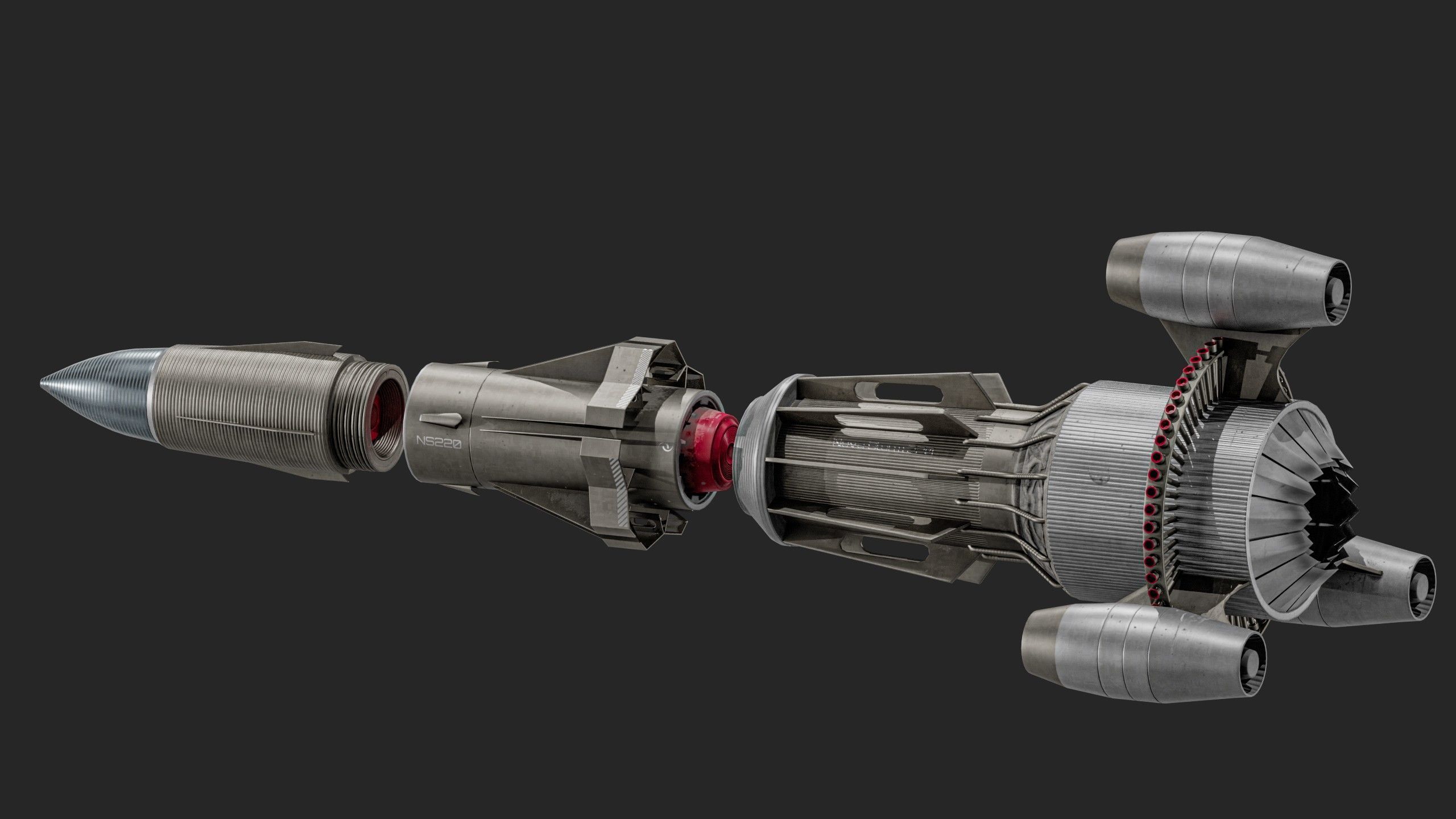 Sci-fi Missile 2 Pack Low-poly 3D model_16