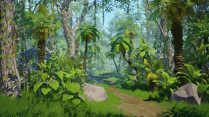 Stylized Environment Series - Jungle Package Low-poly 3D model