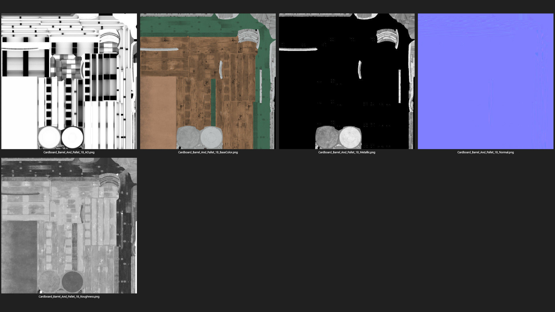 Cardboard Barrel And Pallet 1B Low-poly 3D model_11