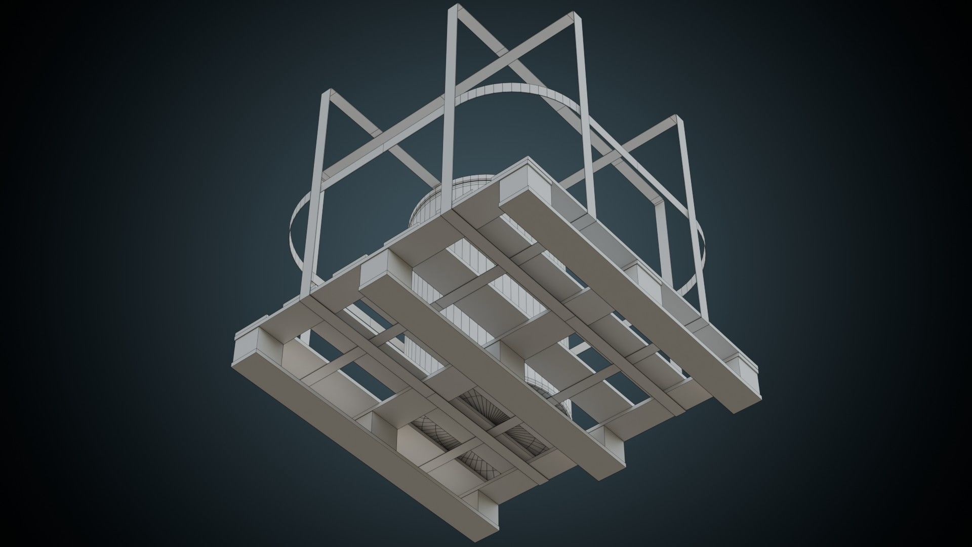 Cardboard Barrel And Pallet 1B Low-poly 3D model_9