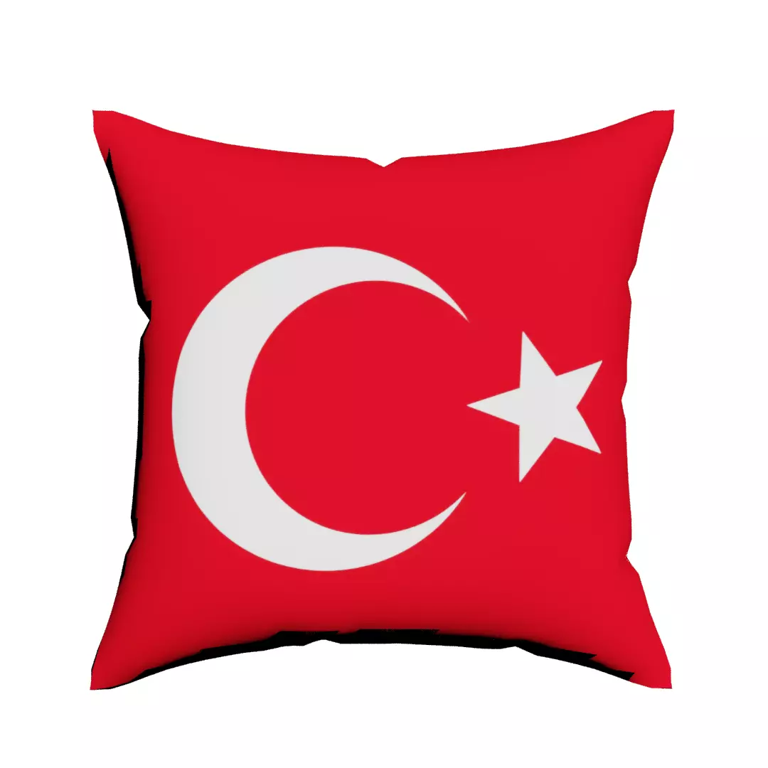 Turkish Flag on a cotton Pillow 3D model