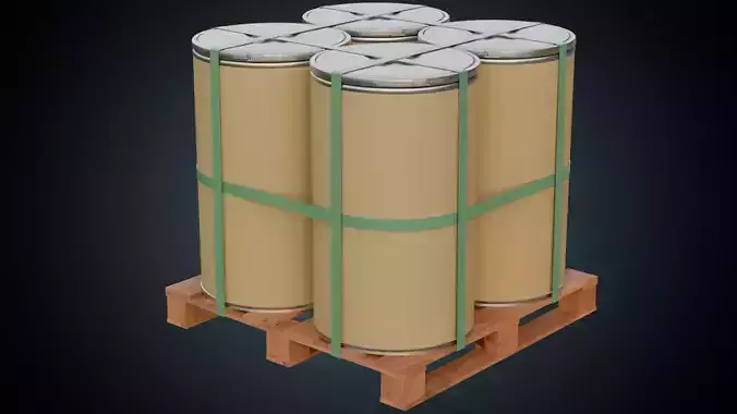 Cardboard Barrel And Pallet 1 Basic Low-poly 3D model