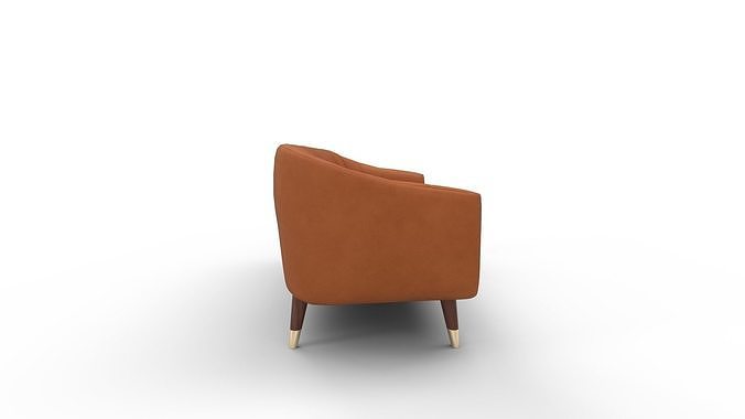 Steffan Wide Velvet Flared Arm Sofa 3D model 2