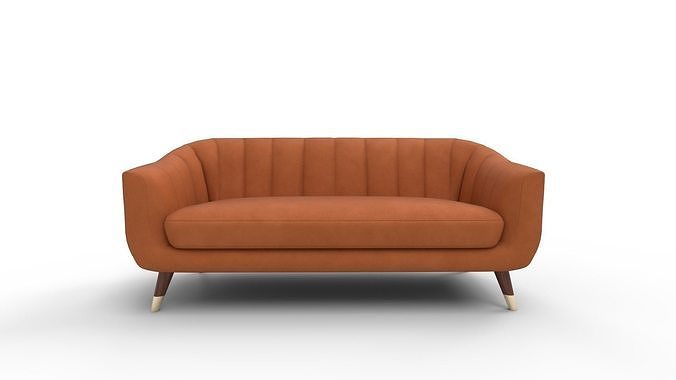 Steffan Wide Velvet Flared Arm Sofa 3D model 5