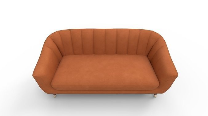 Steffan Wide Velvet Flared Arm Sofa 3D model 7