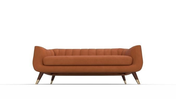 Steffan Wide Velvet Flared Arm Sofa 3D model 6