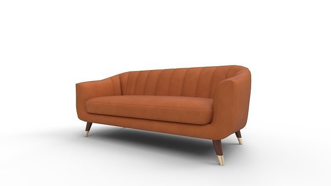Steffan Wide Velvet Flared Arm Sofa 3D model 4