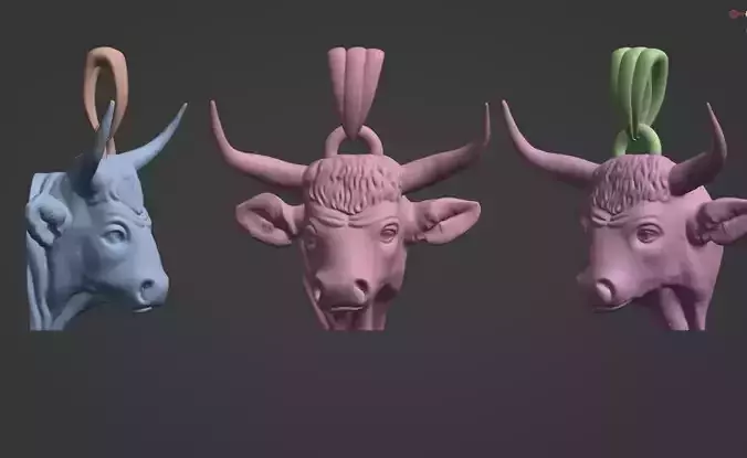 Bull pendant 3d print model 3D print model