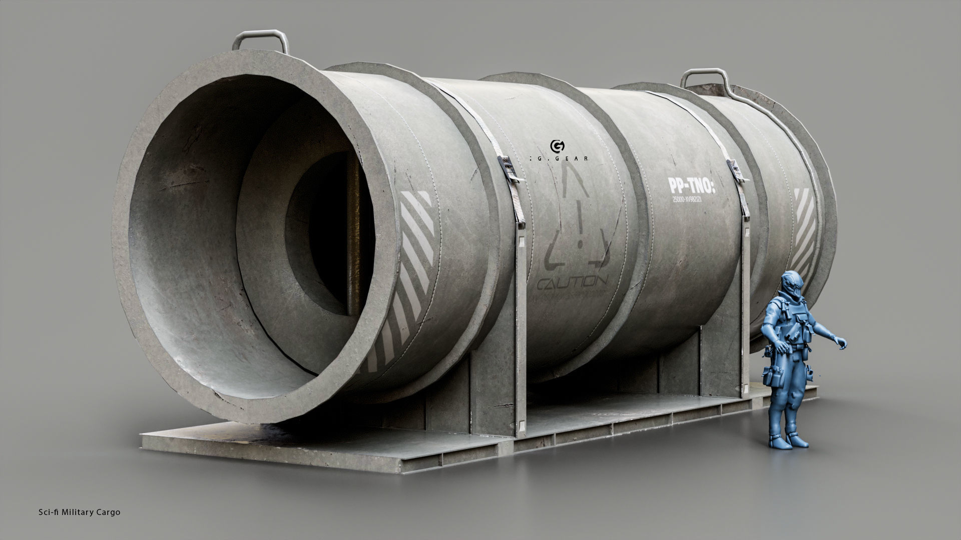 Sci-fi Military cargo Vol 01 Low-poly 3D model_4