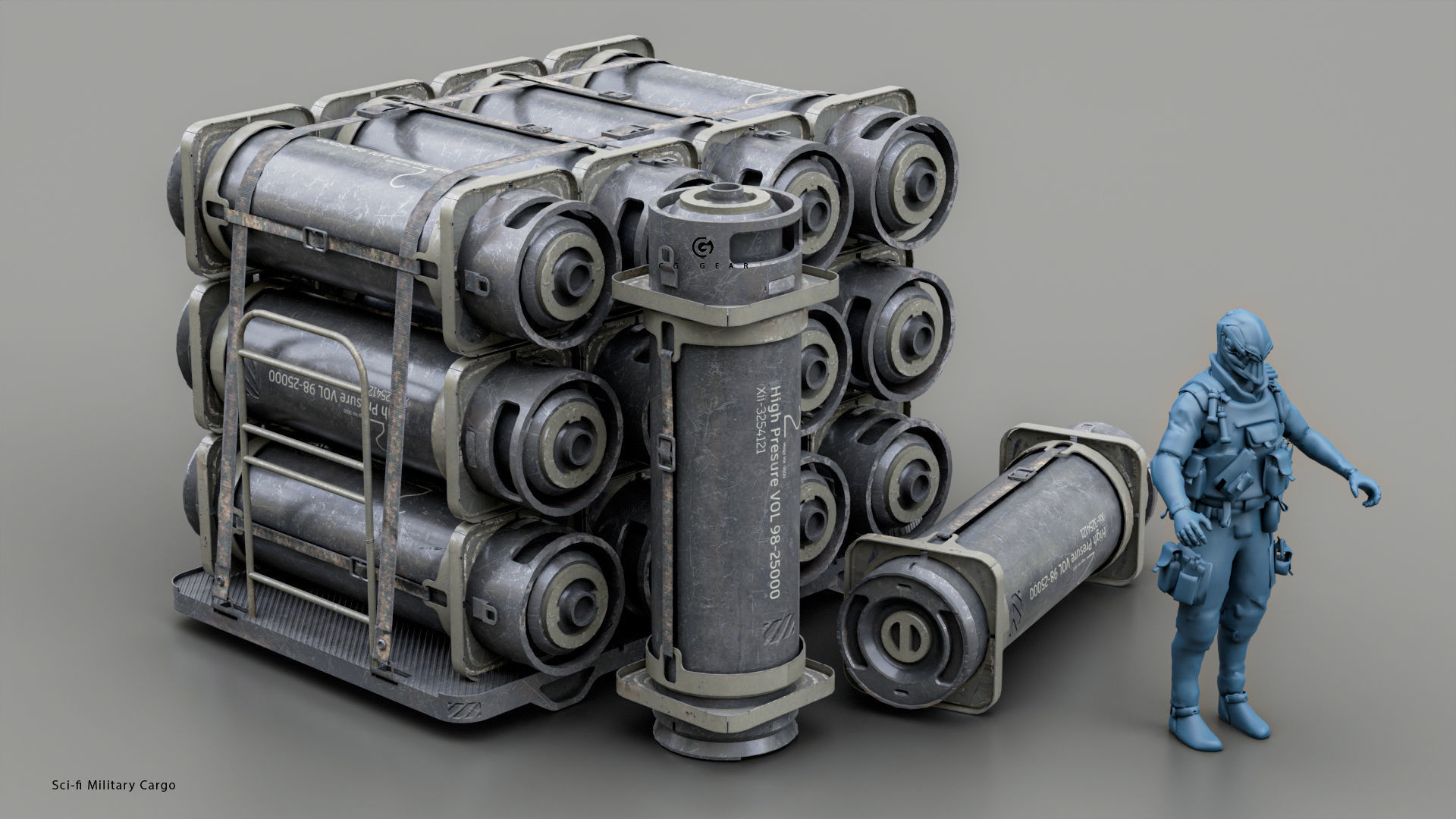 Sci-fi Military cargo Vol 01 Low-poly 3D model_7