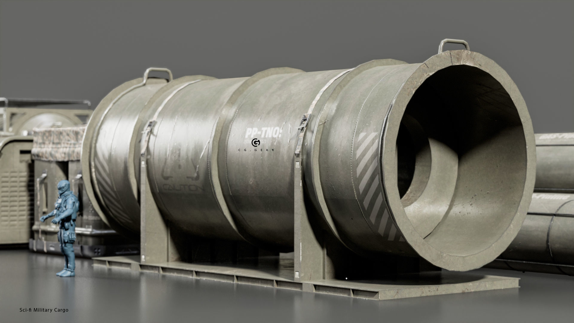 Sci-fi Military cargo Vol 01 Low-poly 3D model_2