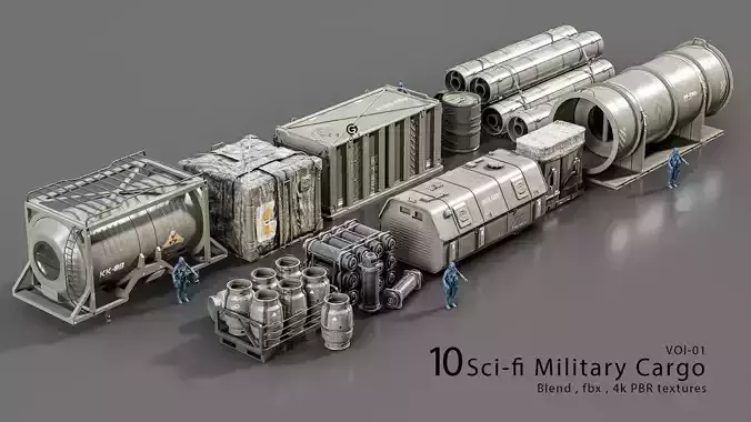 Sci-fi Military cargo Vol 01 Low-poly 3D model