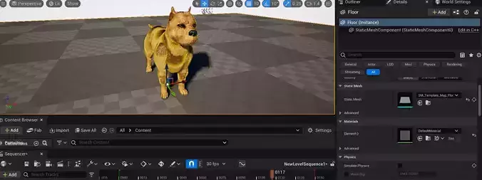unreal engine 5 game ready pitbull animated and rigged Low-poly 3D model