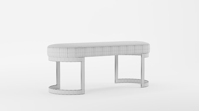 Meridian Furniture Lemar Velvet Bench 3D model 2
