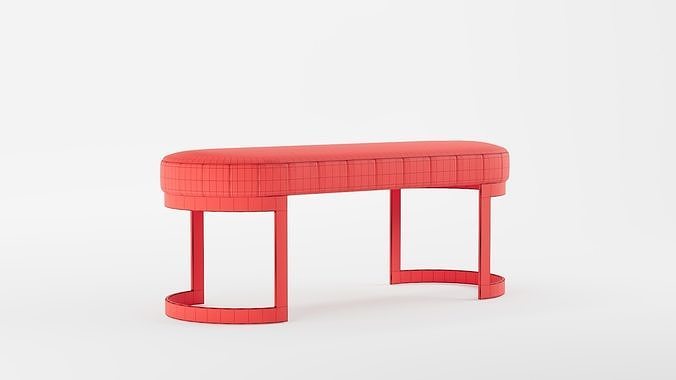 Meridian Furniture Lemar Velvet Bench 3D model 3