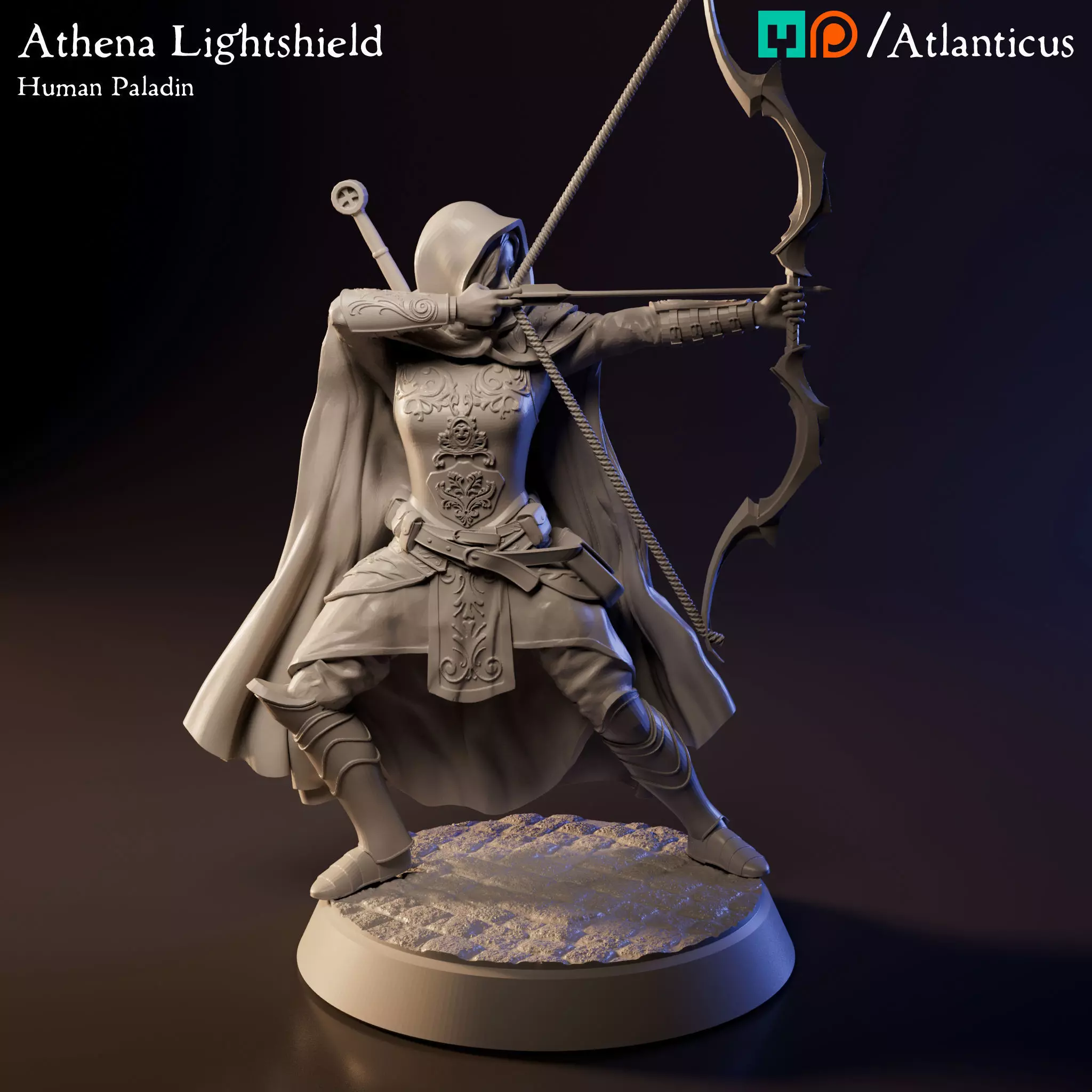 Female Human Paladin - Athena Lightshield - Longbow Free 3D print model_0